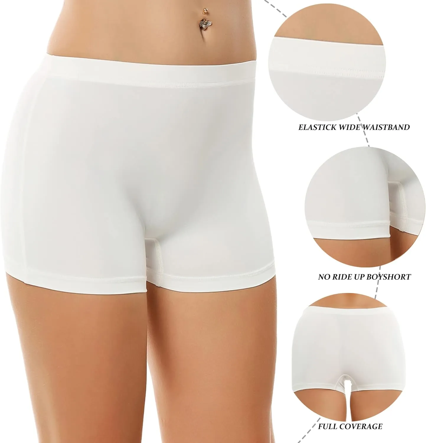 Ekouaer Boyshort Panties Women's Soft Underwear Briefs Invisible Hipster 3 Pack Seamless Boxer Brief Panties S-XXL