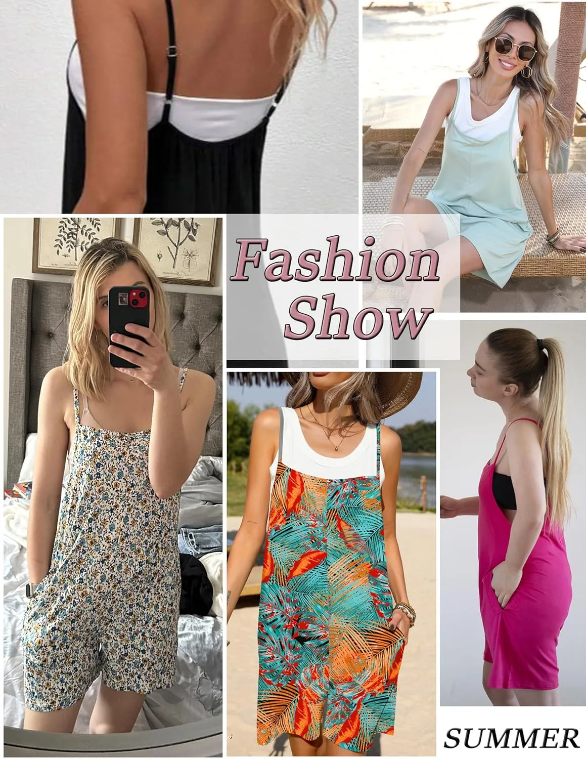 Ekouaer Women Summer Casual Sleeveless Rompers Spaghetti Strap Shorts Overalls Boho Floral Outfits 2025 Jumpsuit With Pockets