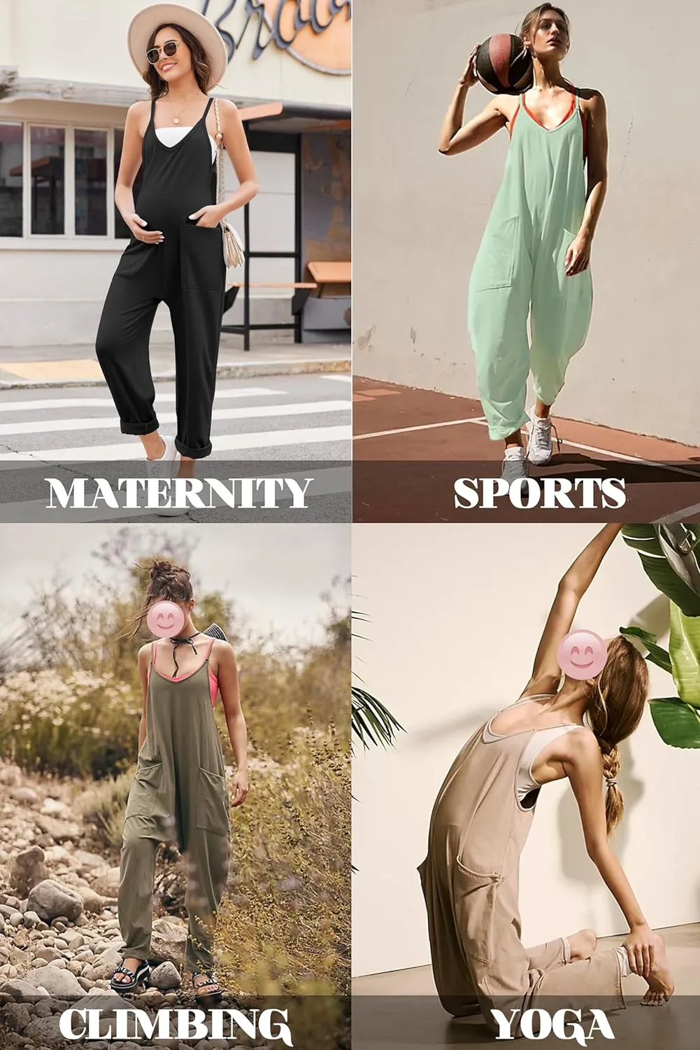 Ekouaer Womens Sleeveless Jumpsuit Loose Spaghetti Strap Baggy Overalls Jumpers Casual Long Pants Rompers with Pockets 2025