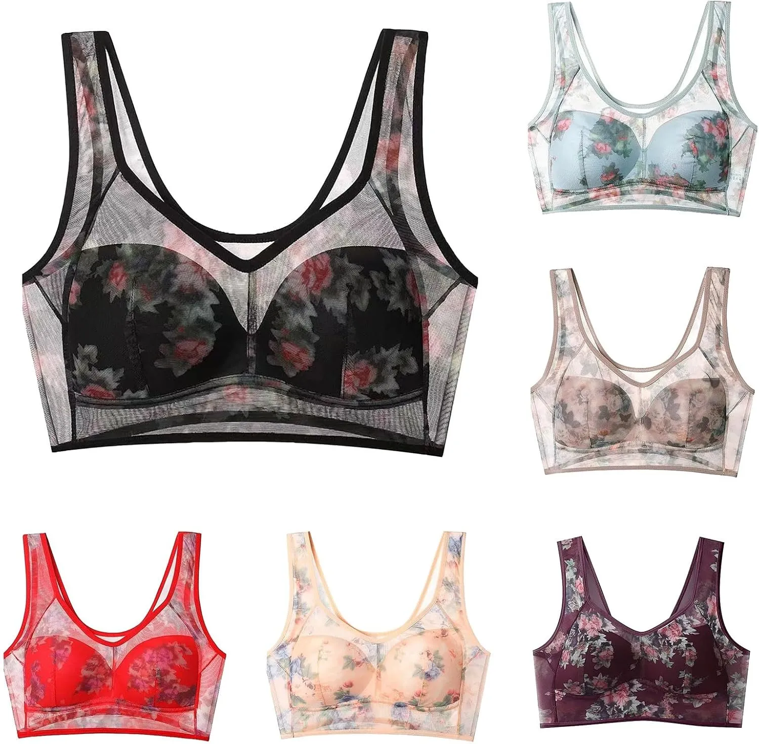 ElleBloom - Ice Silk Lace Cooling Comfort Bra, Seamless Wireless Push up Bras for Older Women, Every Bras