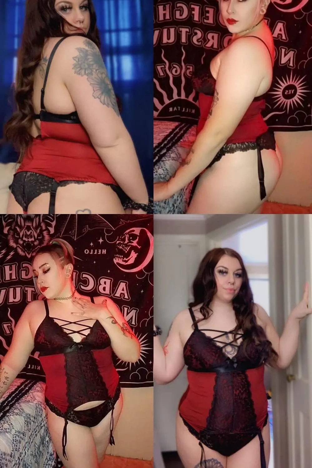 EVELUST Plus Size Lingerie for Women Sexy Curvy Suspender Garter Teddy Set Lace Thong Backless Bra 2 Piece Corset Babydoll