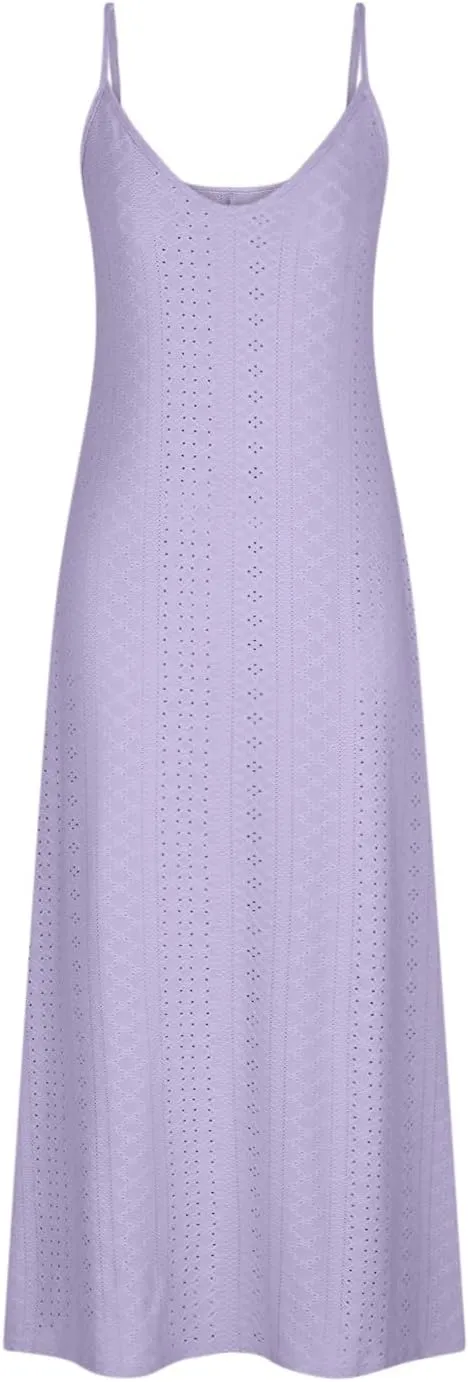 Eyelet Dress for Women 2024 Casual Sleeveless Long Maxi Dress Trendy Sexy V Neck Slip Dress Summer Vacation Outfits