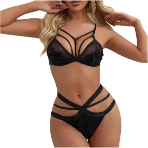 Fashion Women Sexy Lingerie Corset Lace Floral Bralette Bra Two Piece Underwear Tops Briefs Lingerie for Women