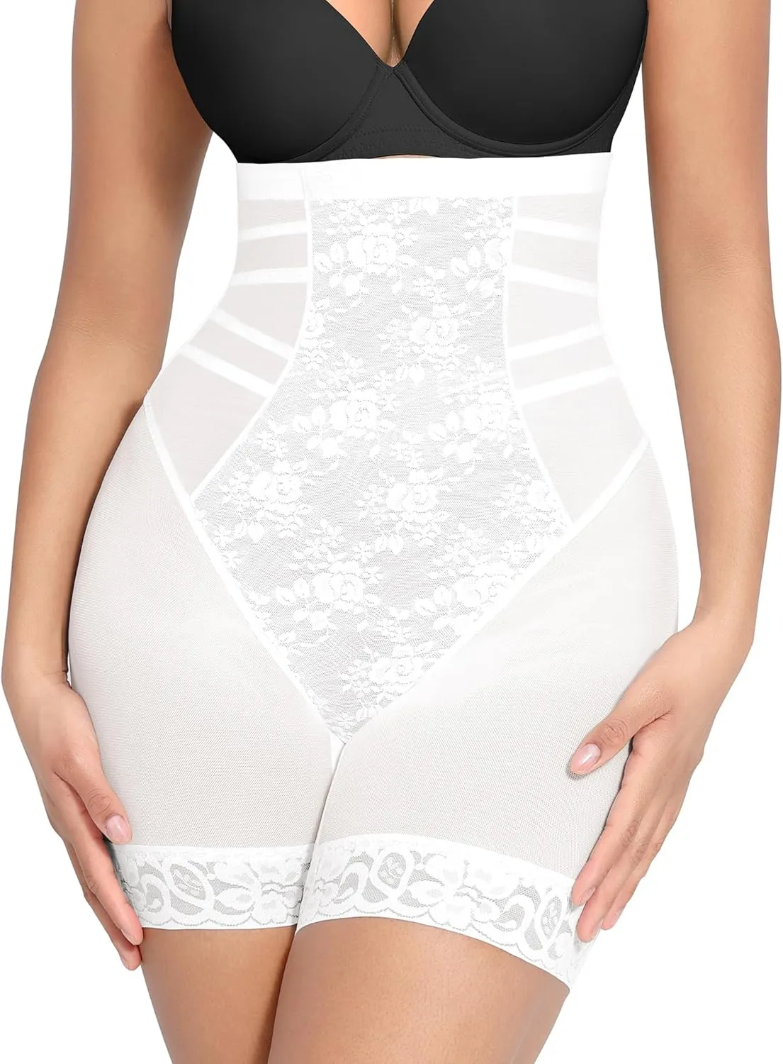 FeelinGirl Shapewear Tummy Control Body Shaper Control Panties High Waisted Lace Shapewear Shorts Butt Lifting