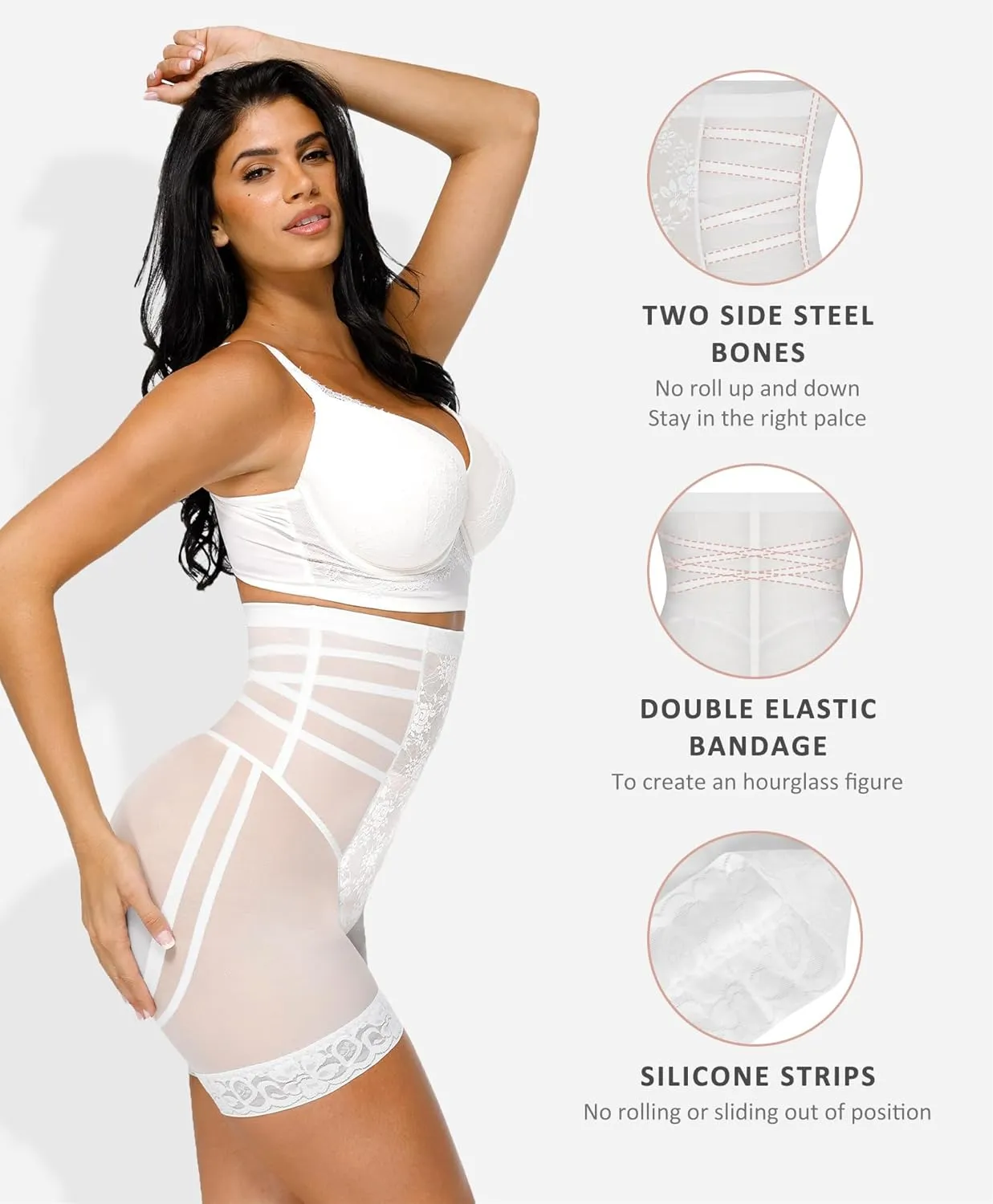 FeelinGirl Shapewear Tummy Control Body Shaper Control Panties High Waisted Lace Shapewear Shorts Butt Lifting