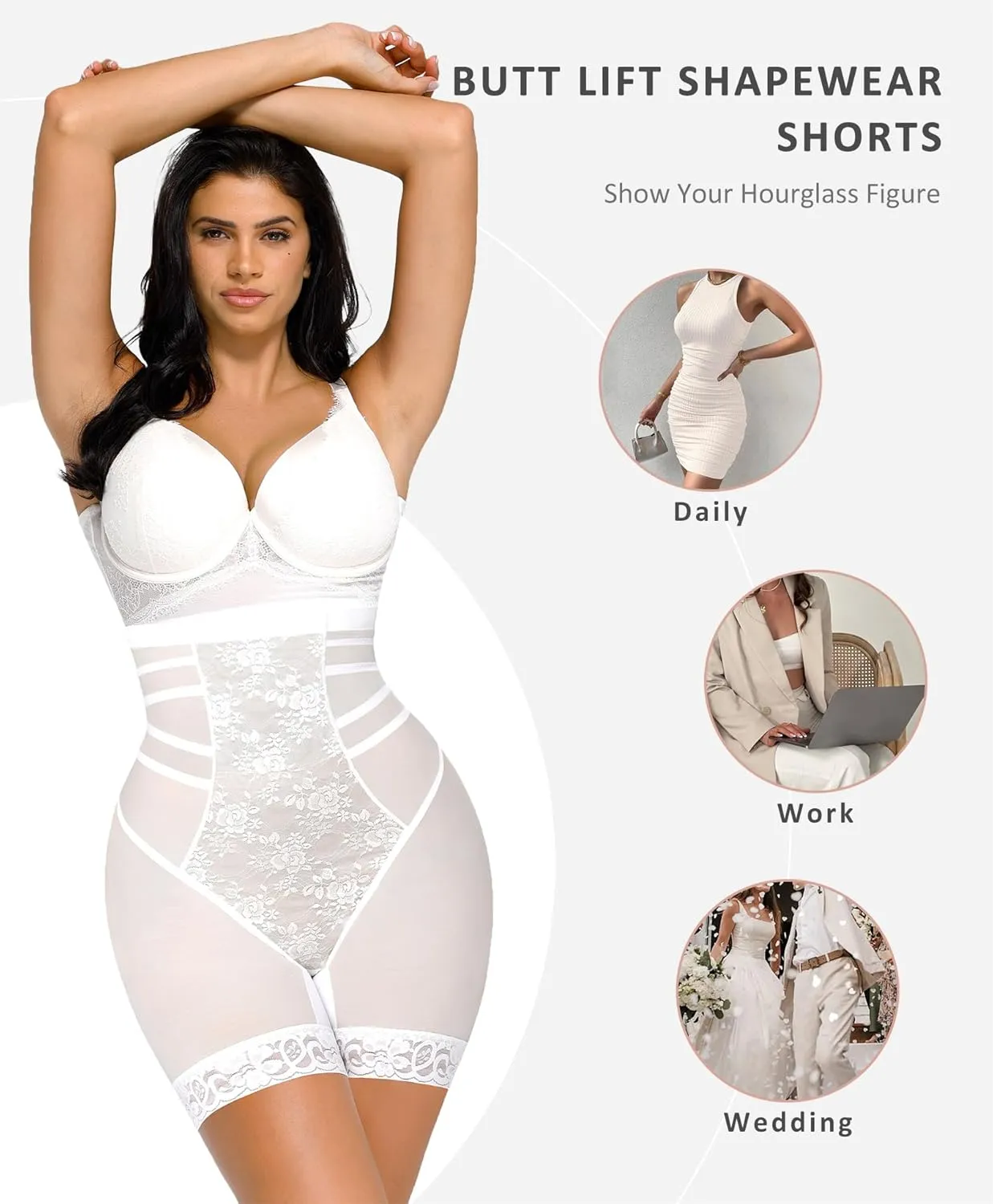 FeelinGirl Shapewear Tummy Control Body Shaper Control Panties High Waisted Lace Shapewear Shorts Butt Lifting