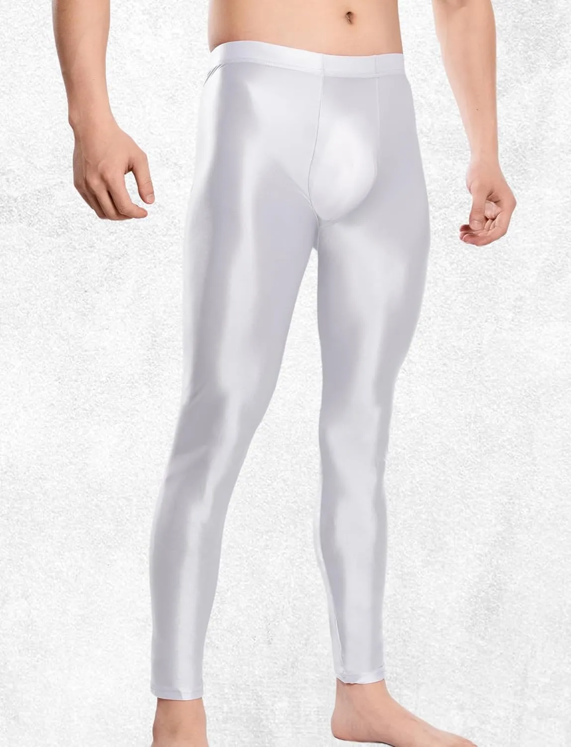 FEOYA Mens Oil Shiny Glossy Compression Pants Stretchy Nylon Smooth Leggings Tights Pants for Yoga Running Gym Workout