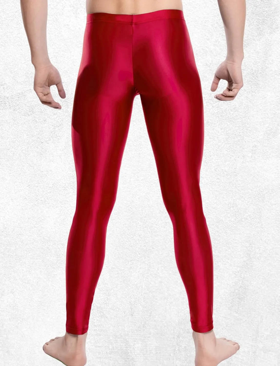 FEOYA Mens Oil Shiny Glossy Compression Pants Stretchy Nylon Smooth Leggings Tights Pants for Yoga Running Gym Workout