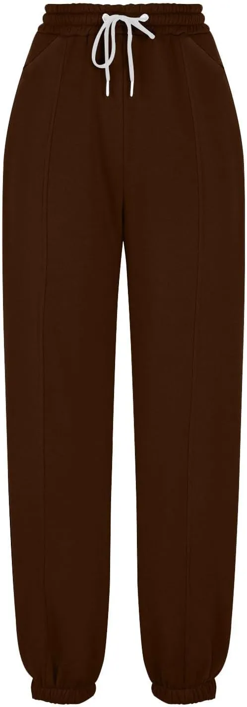 Fleece Lined Jogger Sweatpants Women Baggy Cinch Bottom Sweatpants Drawstring High Waisted Jogger Pants with Pockets
