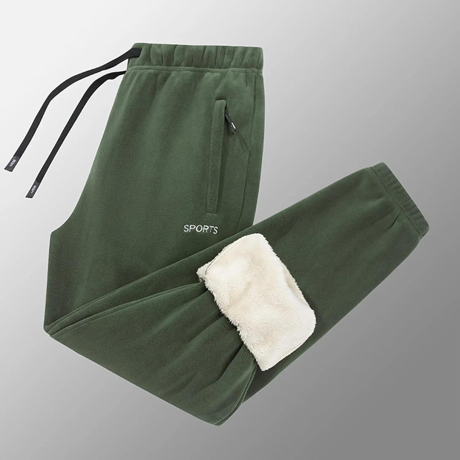 Fleece Lined Pants Men Pants Trousers Casual Pants Drawstring Elastic Waist Straight Leg Active Winter Thicken Track