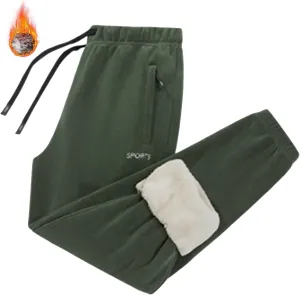 Fleece Lined Pants Men Pants Trousers Casual Pants Drawstring Elastic Waist Straight Leg Active Winter Thicken Track