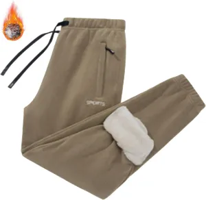 Fleece Lined Pants Men Pants Trousers Casual Pants Drawstring Elastic Waist Straight Leg Active Winter Thicken Track