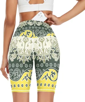 Floral Border Multi Colors Pattern Yoga Leggings for Women Seamless Booty Lifting Leggings for Women X-Small