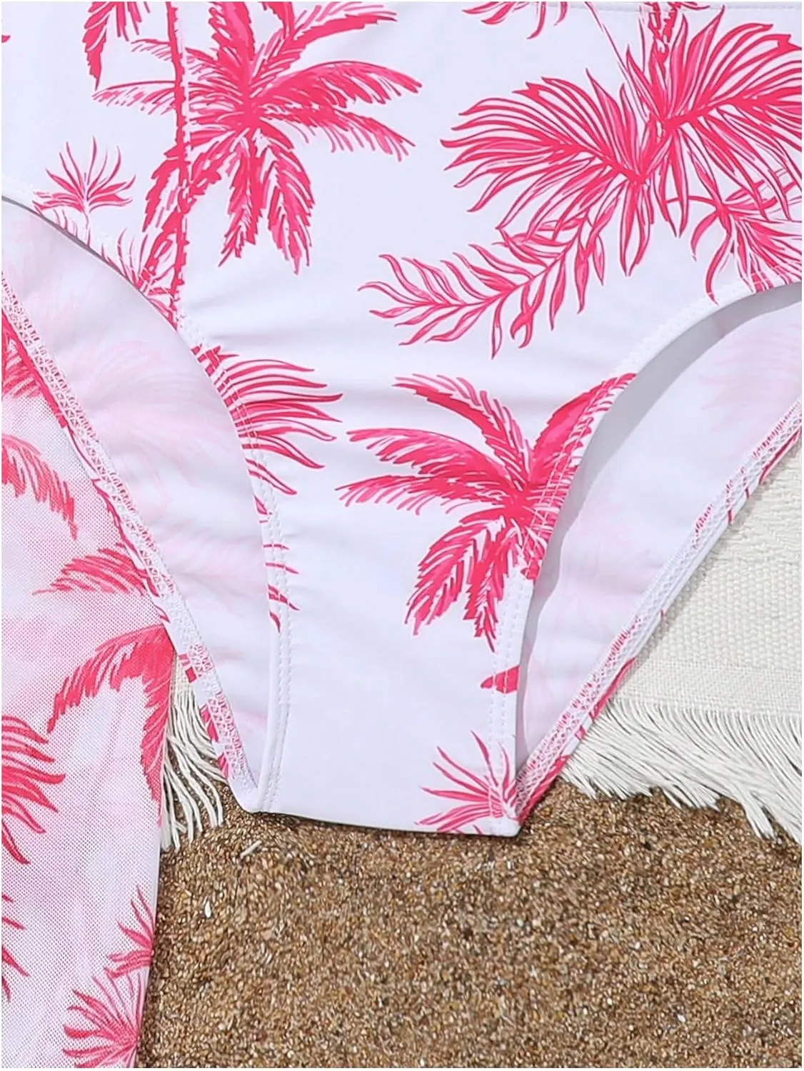 Girl's 3 Piece Bikini Set Tropical Swimsuit Split Beach Skirt Quick Dry Swimwear Cover-Up Sets