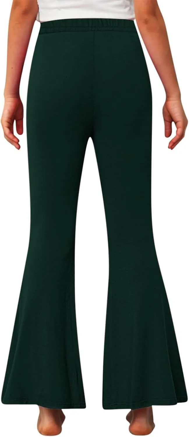 Girls Leggings Casual High Waisted Flare Pants Kids Stretch Workout Yoga Leggings Dance School Uniforms 2-13 Years