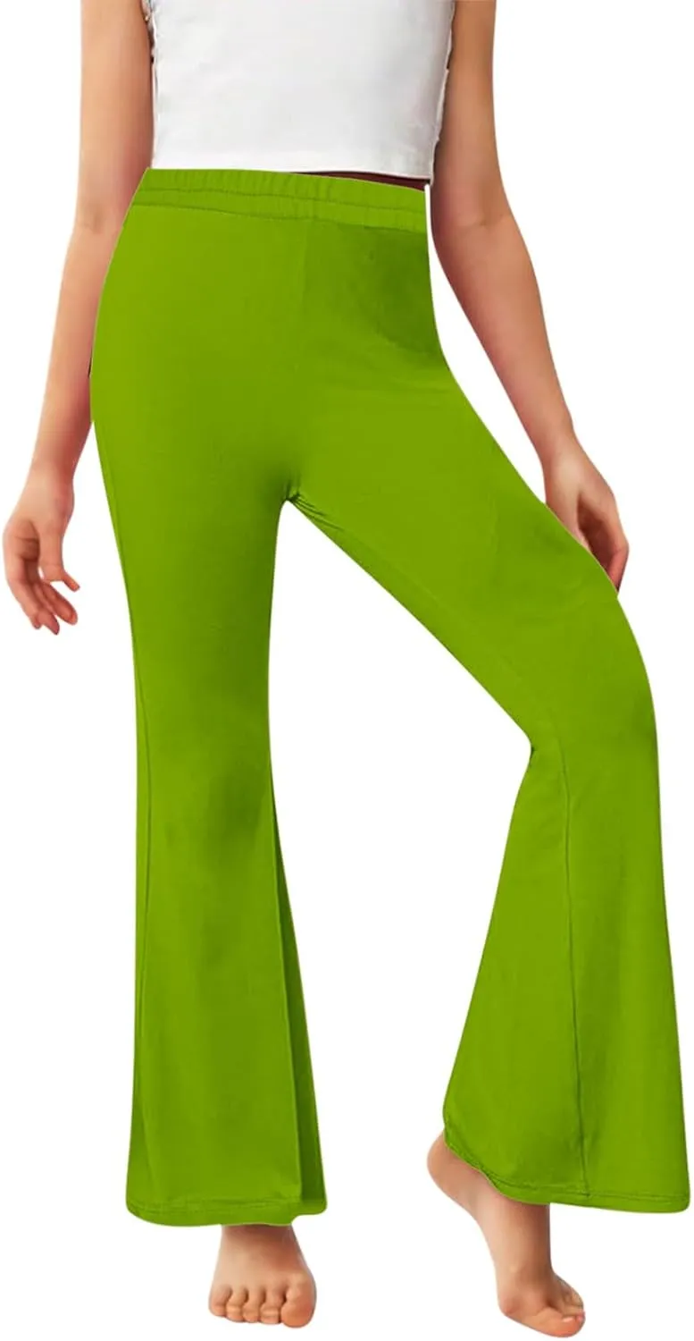 Girls Leggings Casual High Waisted Flare Pants Kids Stretch Workout Yoga Leggings Dance School Uniforms 2-13 Years