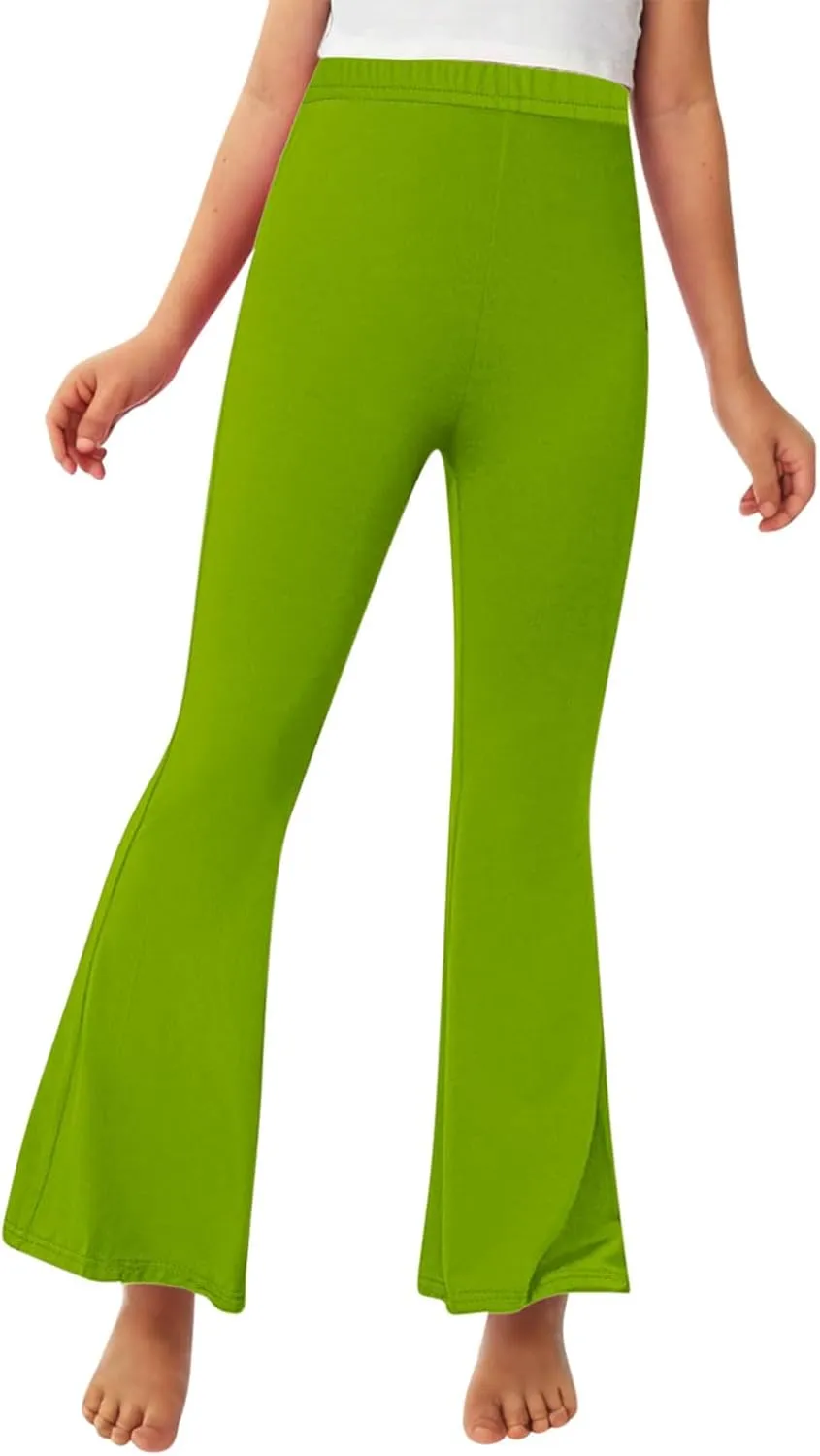 Girls Leggings Casual High Waisted Flare Pants Kids Stretch Workout Yoga Leggings Dance School Uniforms 2-13 Years