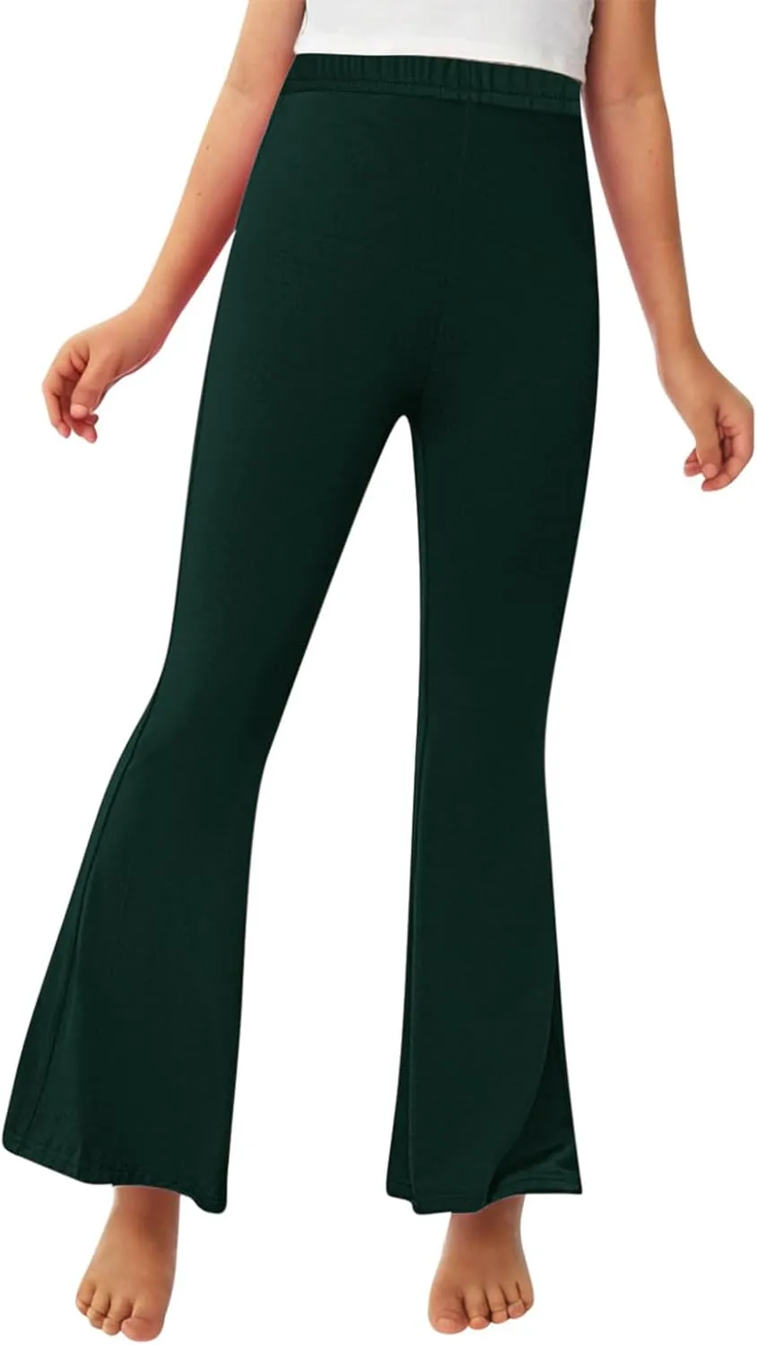 Girls Leggings Casual High Waisted Flare Pants Kids Stretch Workout Yoga Leggings Dance School Uniforms 2-13 Years
