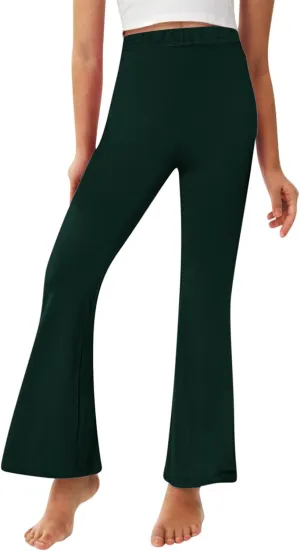 Girls Leggings Casual High Waisted Flare Pants Kids Stretch Workout Yoga Leggings Dance School Uniforms 2-13 Years