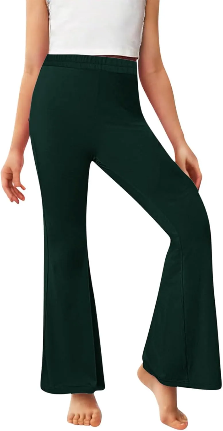 Girls Leggings Casual High Waisted Flare Pants Kids Stretch Workout Yoga Leggings Dance School Uniforms 2-13 Years