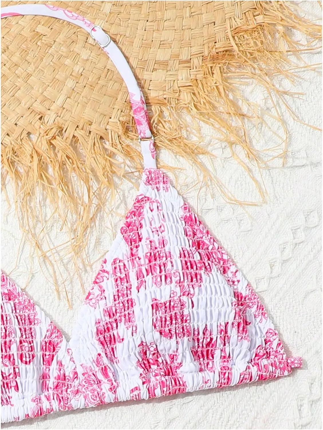 Girl's Tie Dye Smocked 2 Piece Swimwear Sets Backless Halter Bikini Cute Brief Bathing Suit