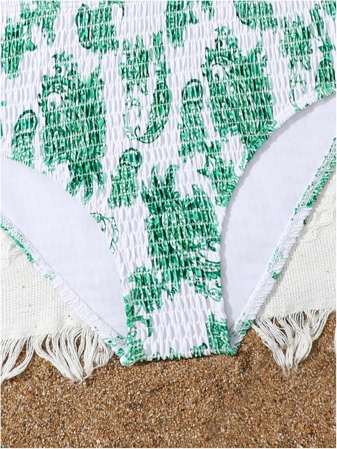 Girl's Tie Dye Smocked 2 Piece Swimwear Sets Backless Halter Bikini Cute Brief Bathing Suit
