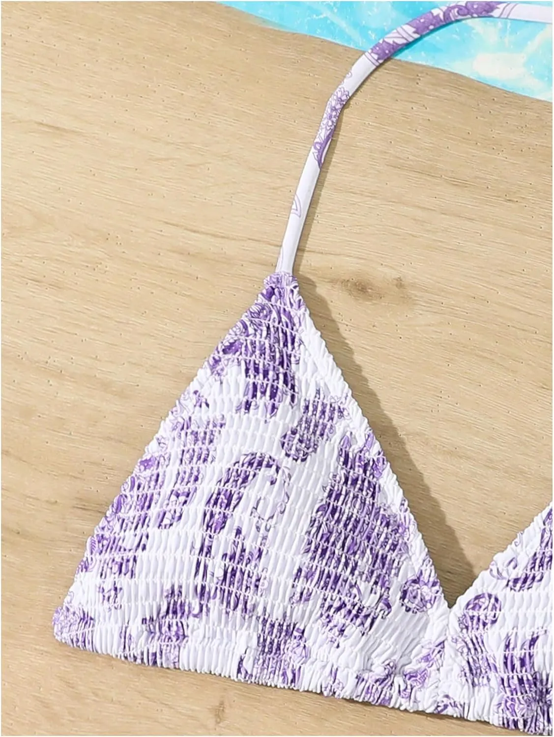 Girl's Tie Dye Smocked 2 Piece Swimwear Sets Backless Halter Bikini Cute Brief Bathing Suit