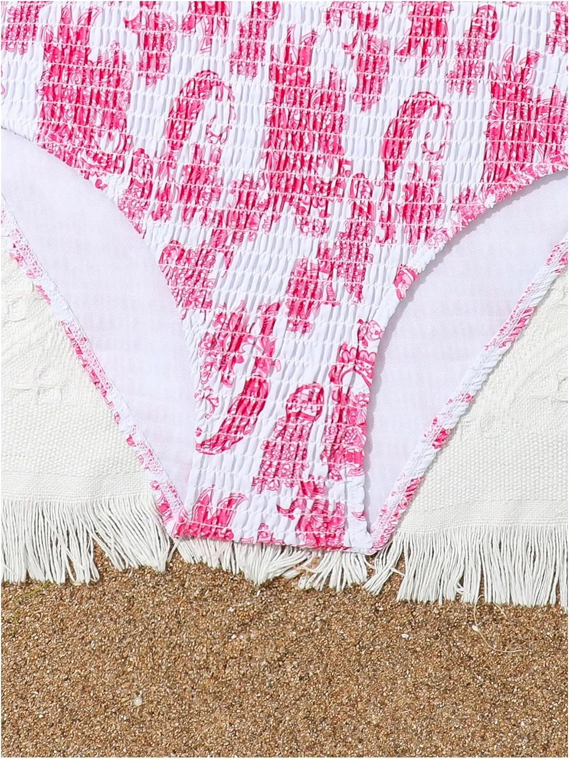 Girl's Tie Dye Smocked 2 Piece Swimwear Sets Backless Halter Bikini Cute Brief Bathing Suit