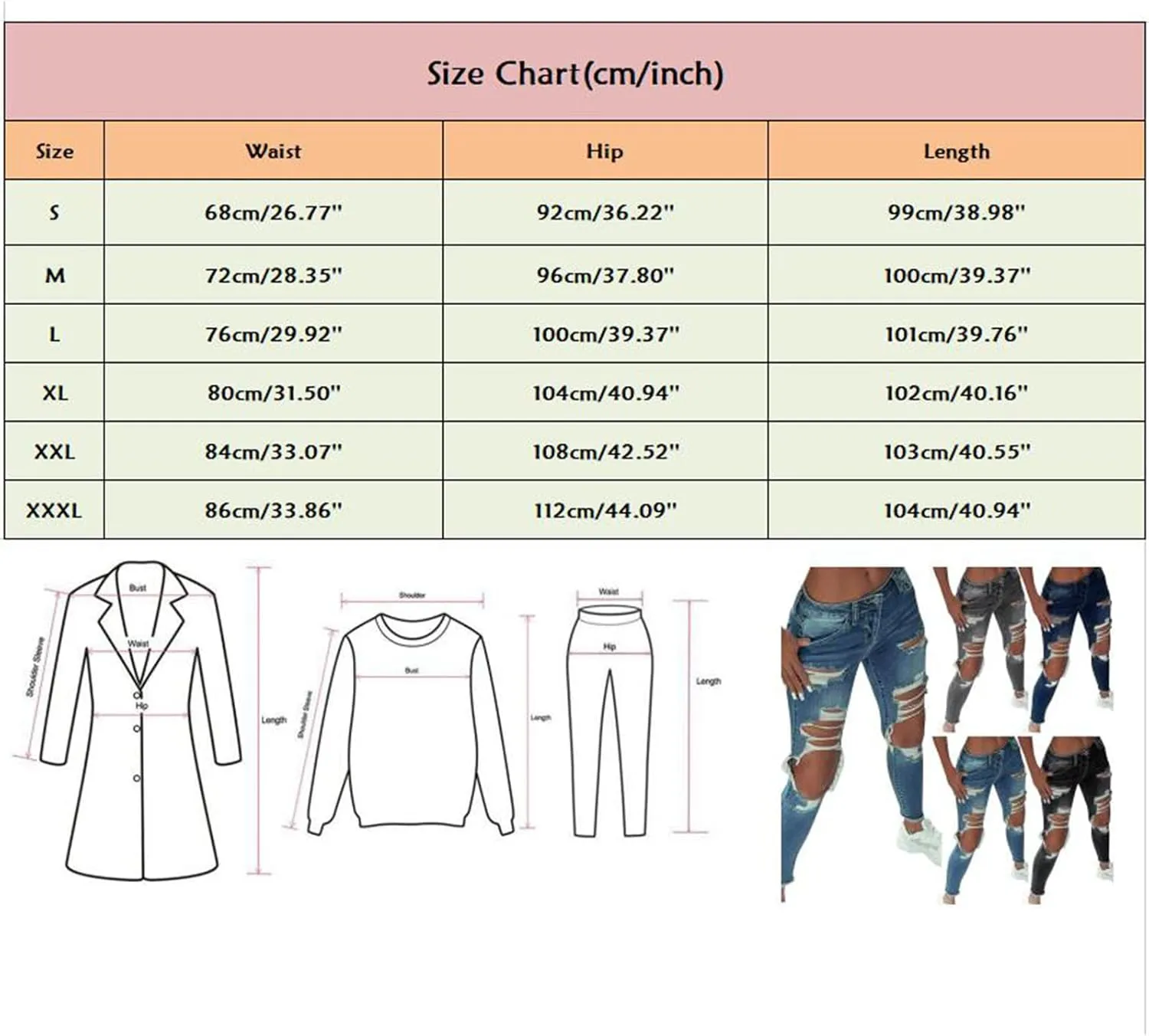 GOKKILRW Womens Juniors High Waisted Stretch Ripped Skinny Jeans Comfy Slim Fit Destroyed Butt Lifting Denim Pencil Pants