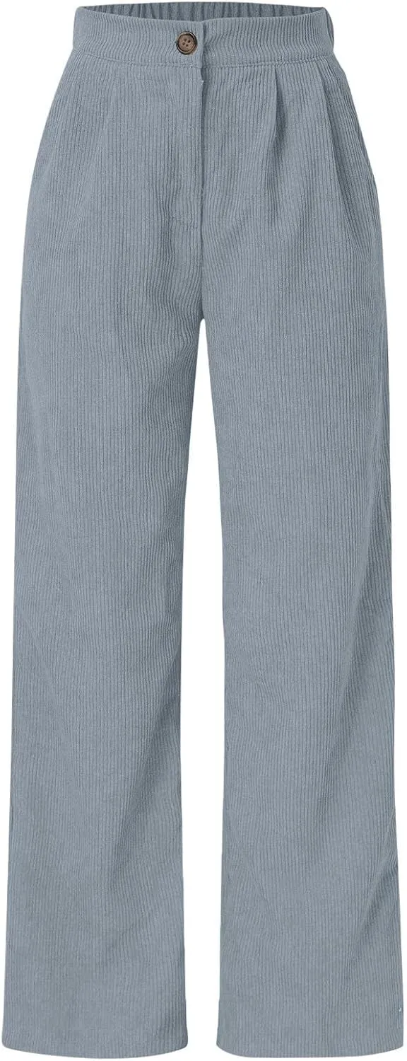 High Waist Cord Wide Leg Pants Straight Trousers Women Big Size Corduroy Pants Casual for Women