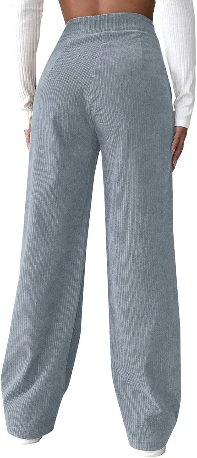 High Waist Cord Wide Leg Pants Straight Trousers Women Big Size Corduroy Pants Casual for Women