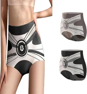 High Waist Seamless Liquid Ice Silk Shaping Pants Women Butt Lifting Ice Silk Body Shapewear Brief (2PC)
