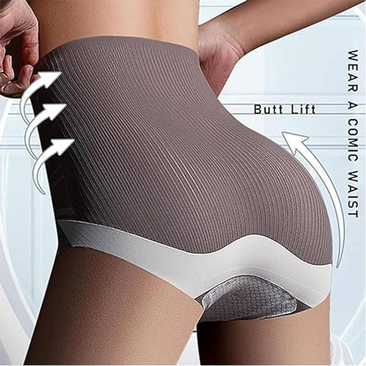 High Waist Seamless Liquid Ice Silk Shaping Pants,Women's Tummy-Controlling Buttocks-Lifting Underwear