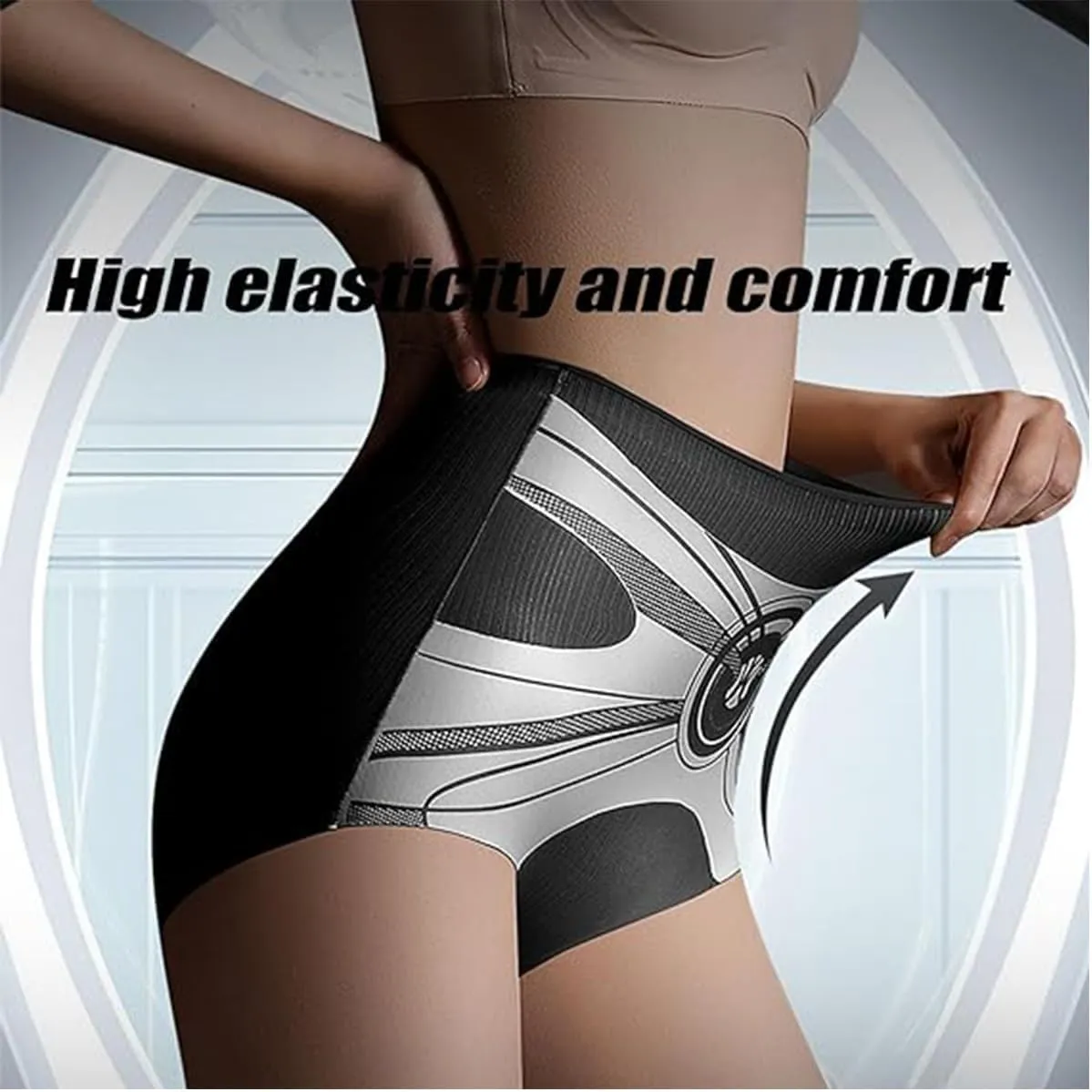 High Waist Seamless Liquid Ice Silk Shaping Pants,Women's Tummy-Controlling Buttocks-Lifting Underwear
