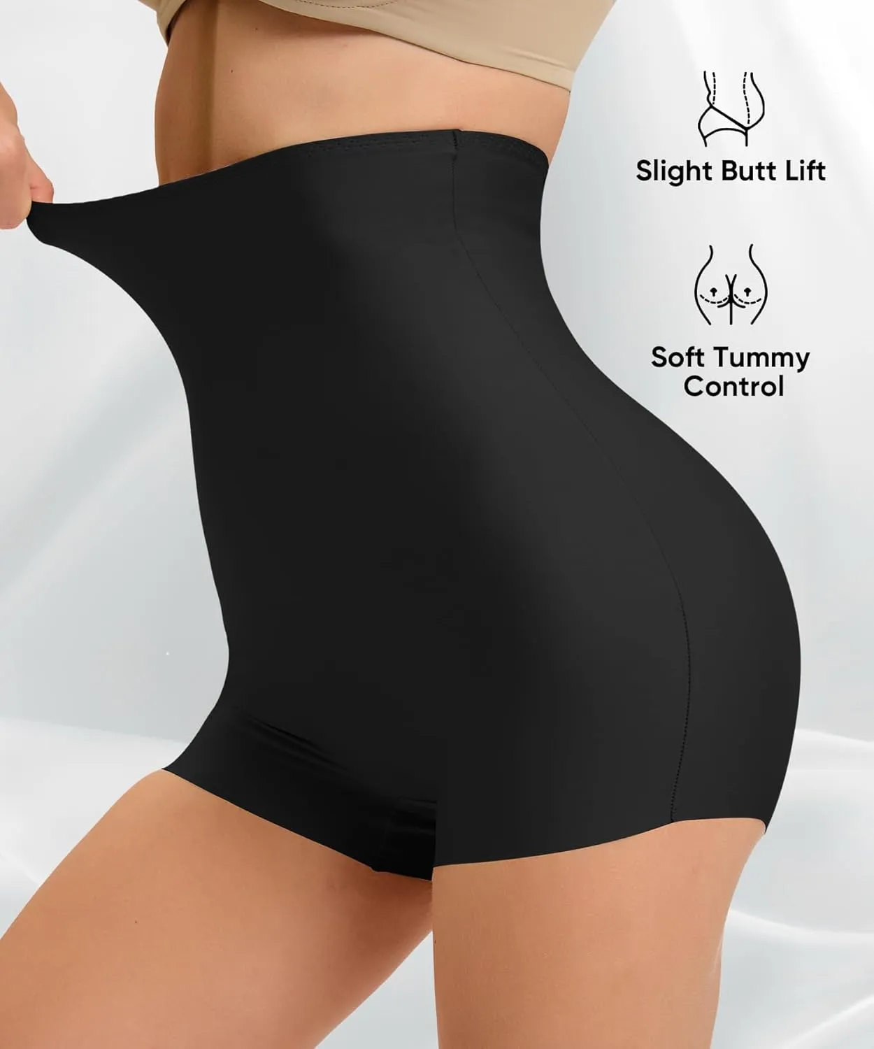 High-Waist Seamless Shaping Boyshorts Panties for Women Slip Shorts Under Dress Shapewear Tummy Control Underwear