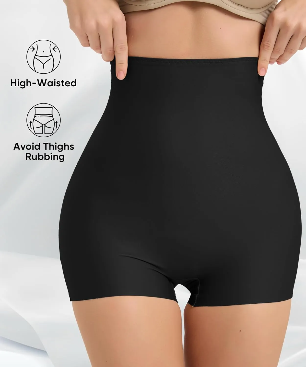 High-Waist Seamless Shaping Boyshorts Panties for Women Slip Shorts Under Dress Shapewear Tummy Control Underwear