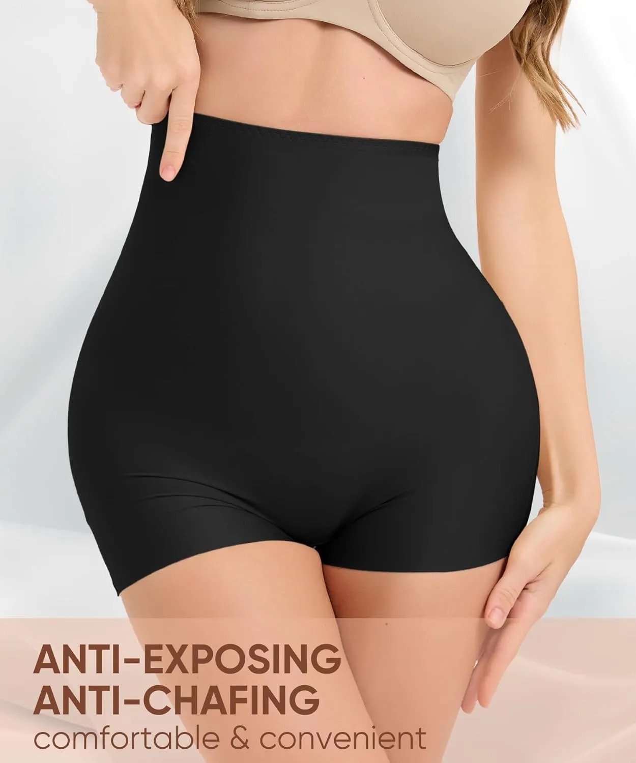 High-Waist Seamless Shaping Boyshorts Panties for Women Slip Shorts Under Dress Shapewear Tummy Control Underwear