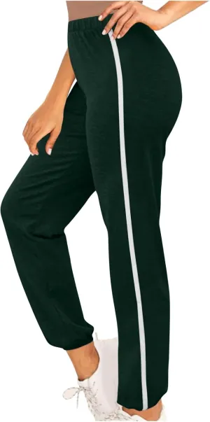 High Waisted Jogger for Women Stripe Side Drawstring Lightweight Workout Sweatpants Athletic Joggers Pants