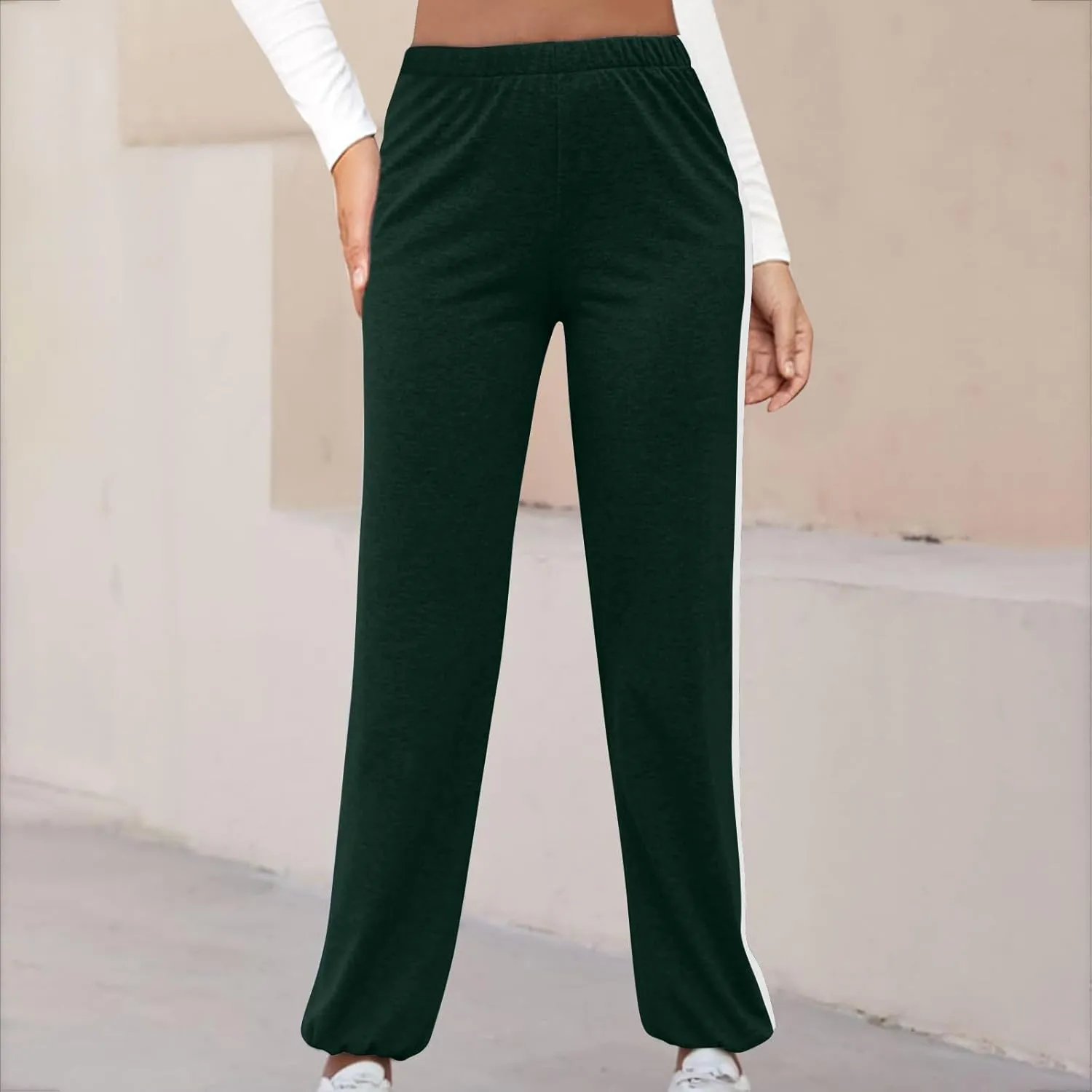High Waisted Jogger for Women Stripe Side Drawstring Lightweight Workout Sweatpants Athletic Joggers Pants