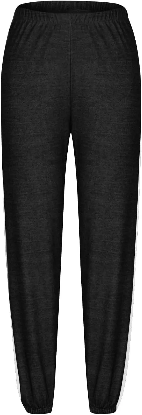 High Waisted Jogger for Women Stripe Side Drawstring Lightweight Workout Sweatpants Athletic Joggers Pants