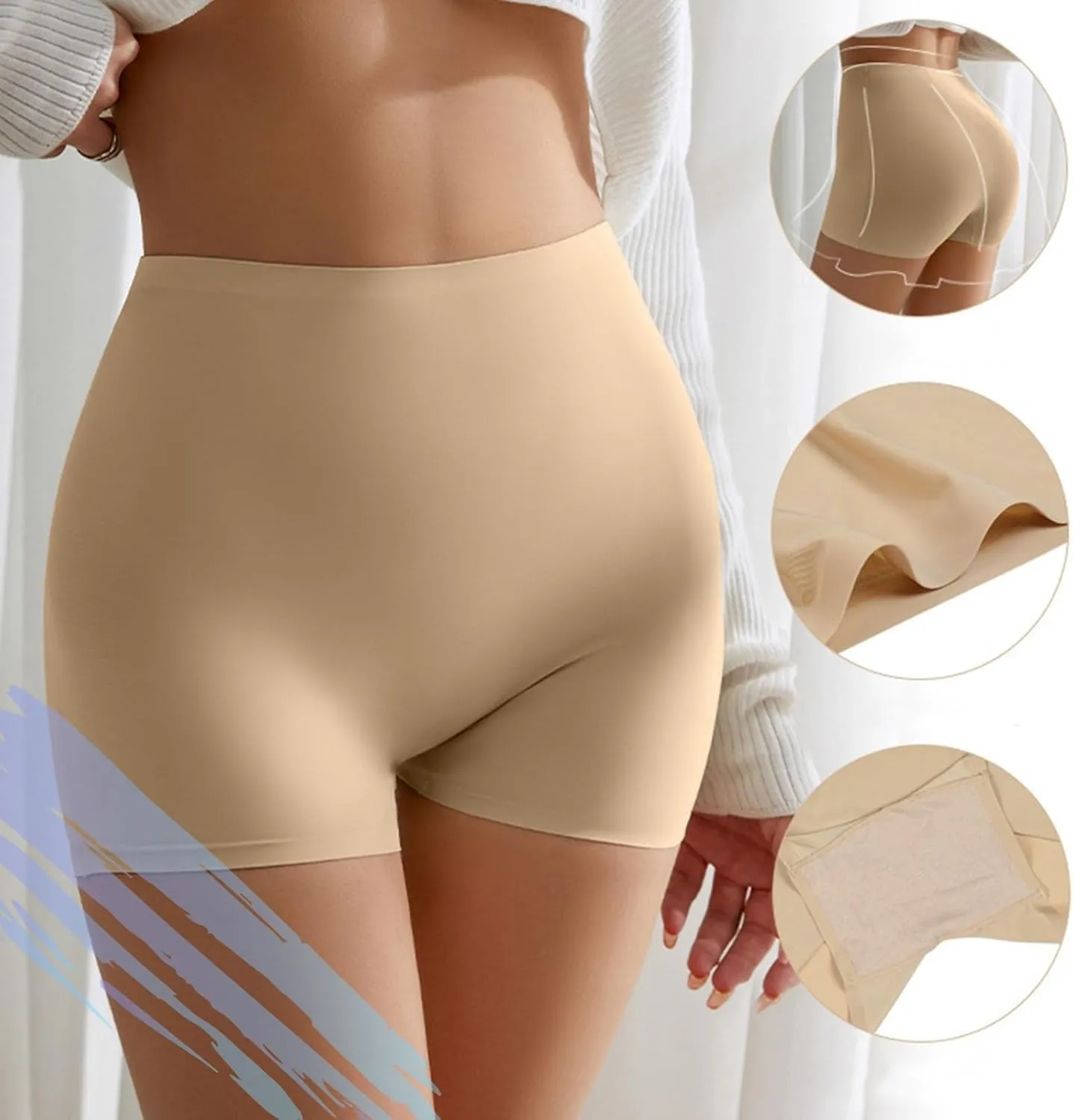 Ice Silk Seamless Slip Shorts for Women Under Dress, Seamless Shapewear Shorts, Boyshorts Panties for Women