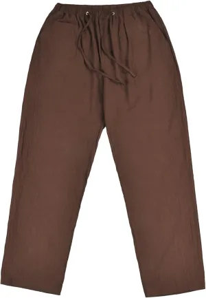 JEsilunmaMY Men's Linen Lounge Pants Elastic Waist Drawstring Pocket Slacks Solid Color Casual Loose Straight Leg Trousers