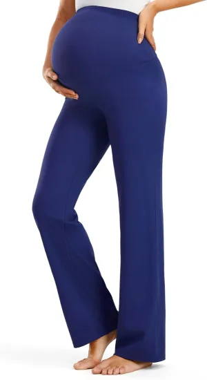 JOYSPELS Smooth Feeling Maternity Leggings Over The Belly Pregnancy Yoga Lounge Straight Wide-Leg Pants for Women