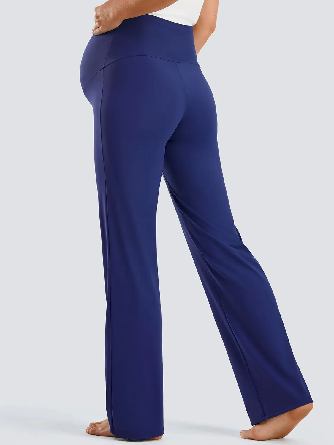 JOYSPELS Smooth Feeling Maternity Leggings Over The Belly Pregnancy Yoga Lounge Straight Wide-Leg Pants for Women