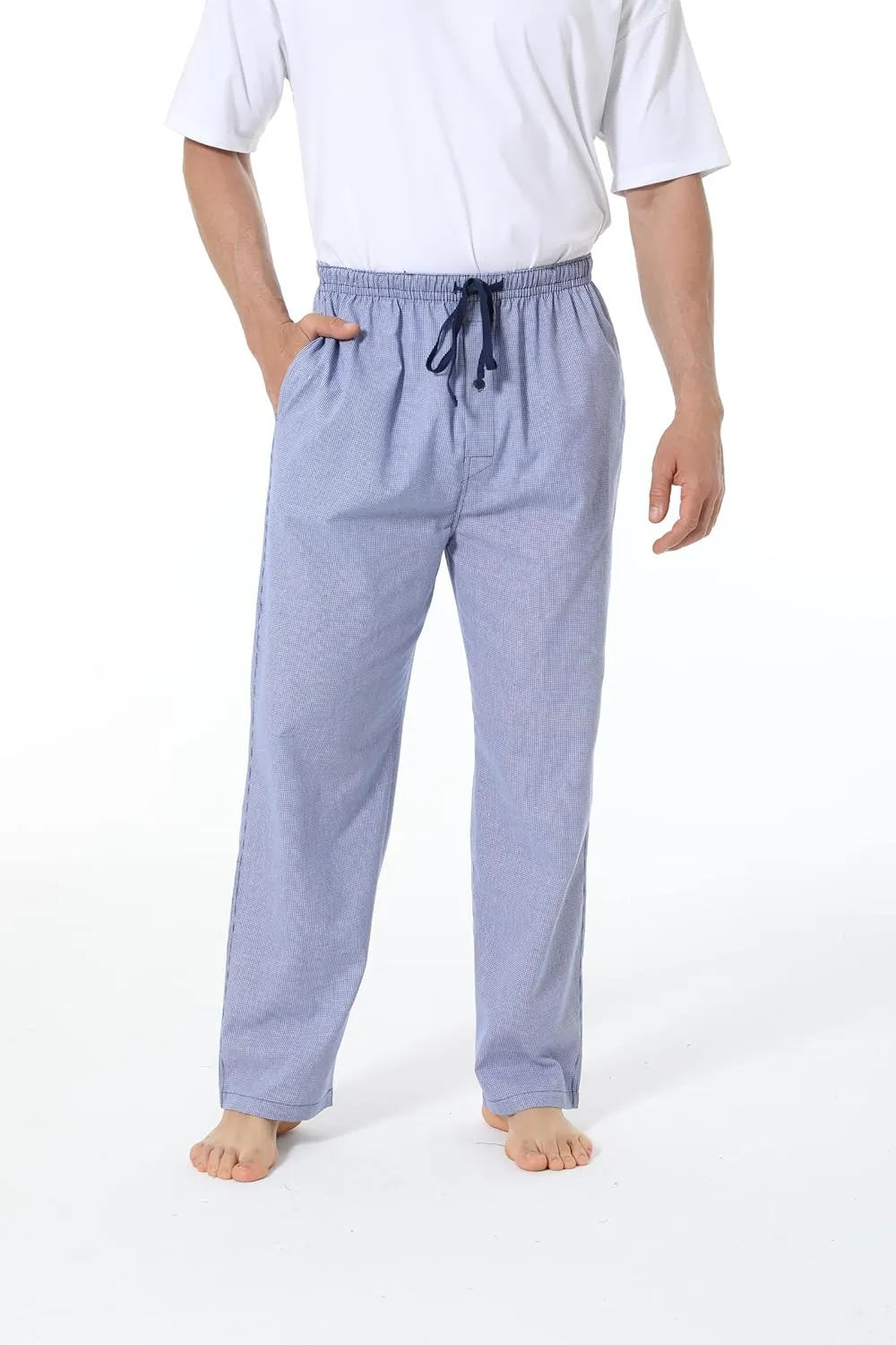 JupiterSecret Mens Pajama Pants Set Cotton Lightweight Plaid Sleep & Lounge Pants, PJ Bottoms with Pockets and Button Fly