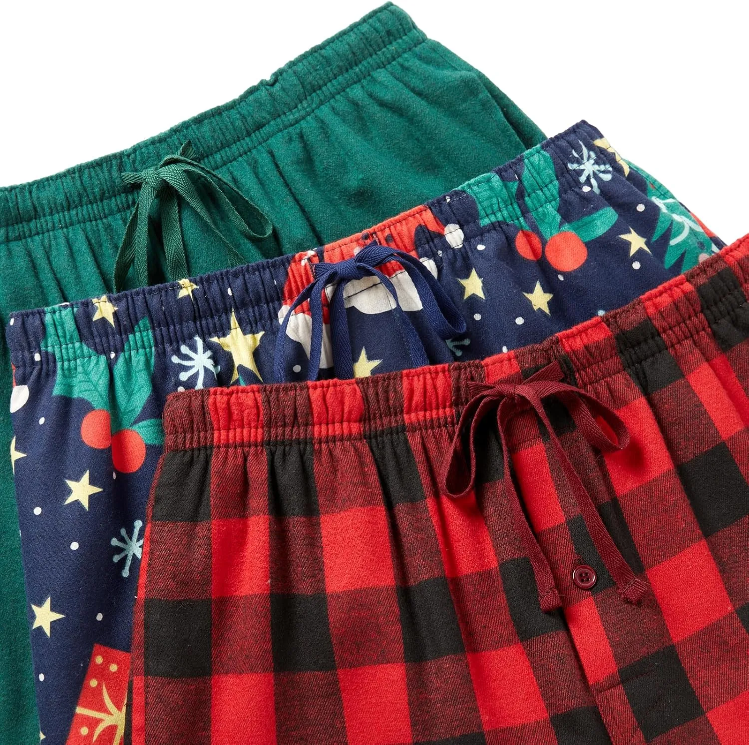 JupiterSecret Mens Pajama Pants Set Flannel Cotton Lightweight Sleep & Lounge Pants, PJ Bottoms with Pockets and Button Fly