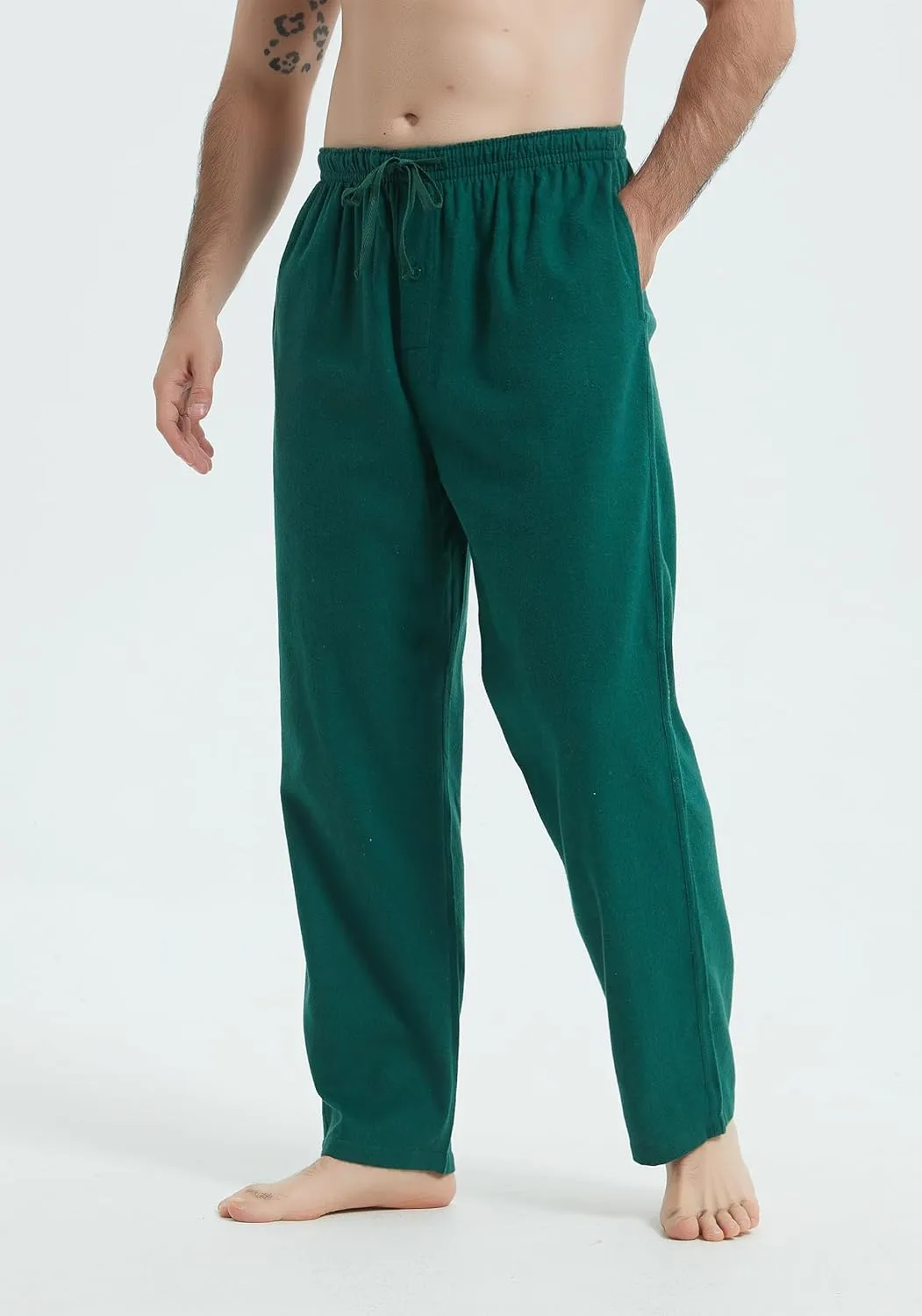 JupiterSecret Mens Pajama Pants Set Flannel Cotton Lightweight Sleep & Lounge Pants, PJ Bottoms with Pockets and Button Fly
