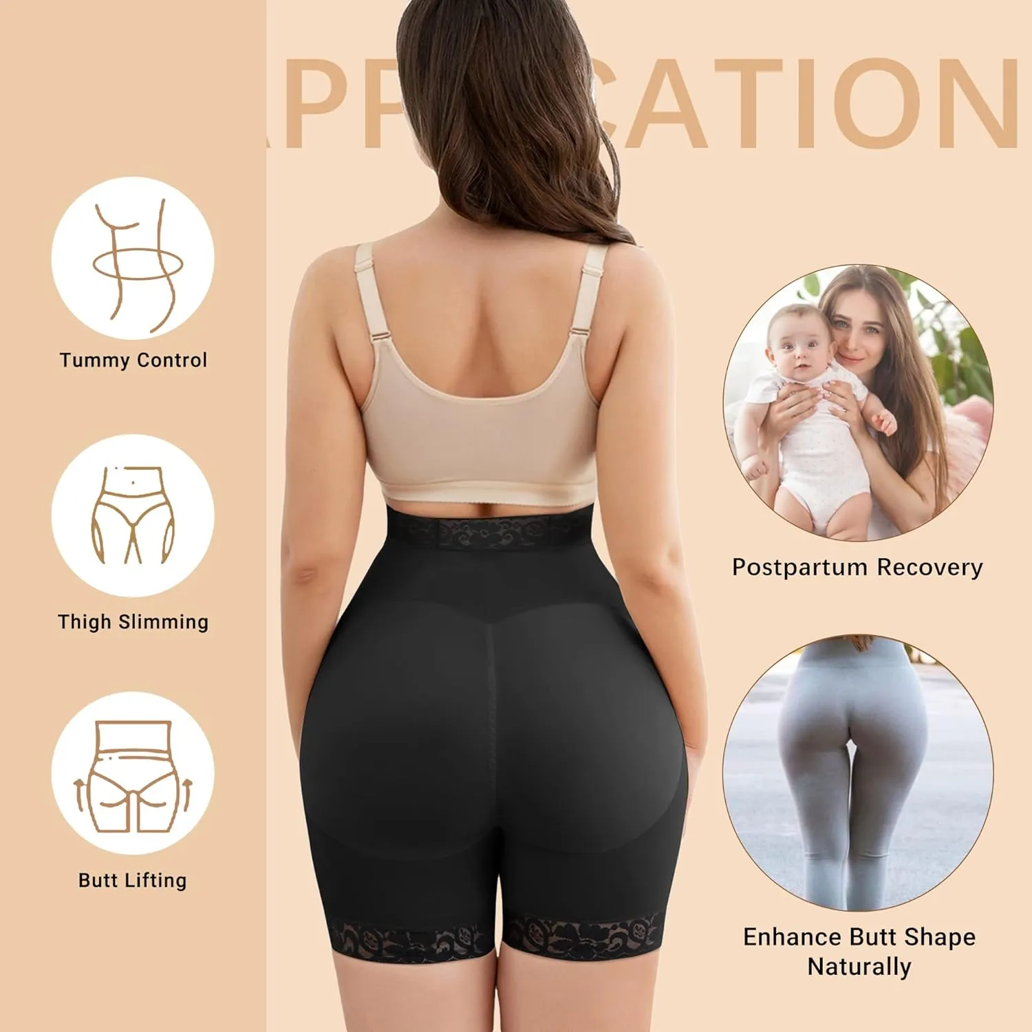 KELLYLEE Butt Lifting Shapewear Tummy Control Panties for Women Faja Shorts Butt Lifter Panties
