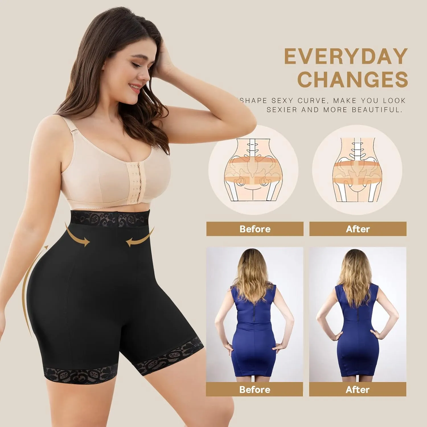 KELLYLEE Butt Lifting Shapewear Tummy Control Panties for Women Faja Shorts Butt Lifter Panties