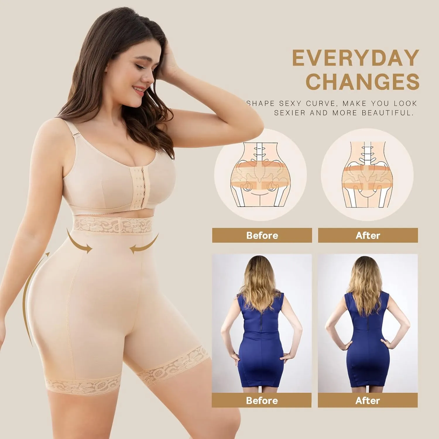 KELLYLEE Butt Lifting Shapewear Tummy Control Panties for Women Faja Shorts Butt Lifter Panties